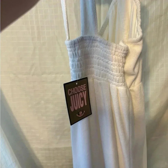 NWT Juicy By Juicy Couture White Smocked  Terry Cloth  Coverup Dress Size Medium - Picture 4 of 4